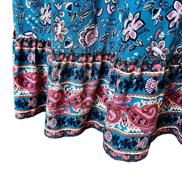 BeBop Like-new Blue Floral SunDress Elastic Ruffle Off Shoulder Mini Size M - Picture 5 of 11